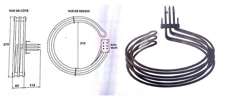 Résistance circulaire 10000W pour four ventilé