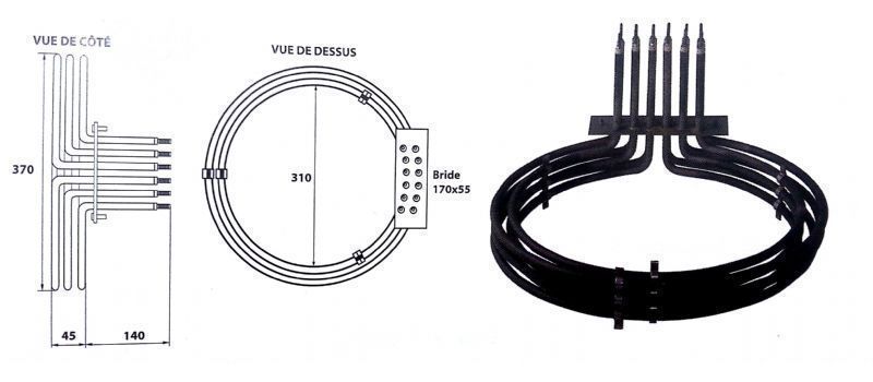 Résistance circulaire 10000W pour four ventilé