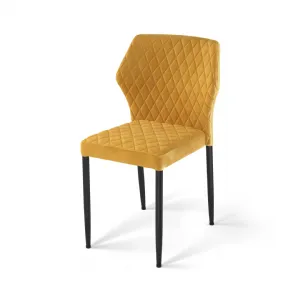 Chaise d'intrieur en velours jaune LOUIS VEBA