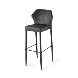 Tabouret d'intrieur en cuir noir LOUIS VEBA