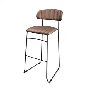 Tabouret d'intrieur en cuir cognac MUNDO VEBA 53101