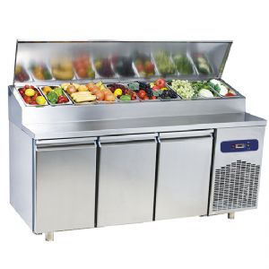 Saladette pizza 3 portes avec vitrine réfrigérée 380+40L - ProChef